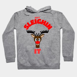 REINDEER Merry Christmas Just Sleighin In Hoodie